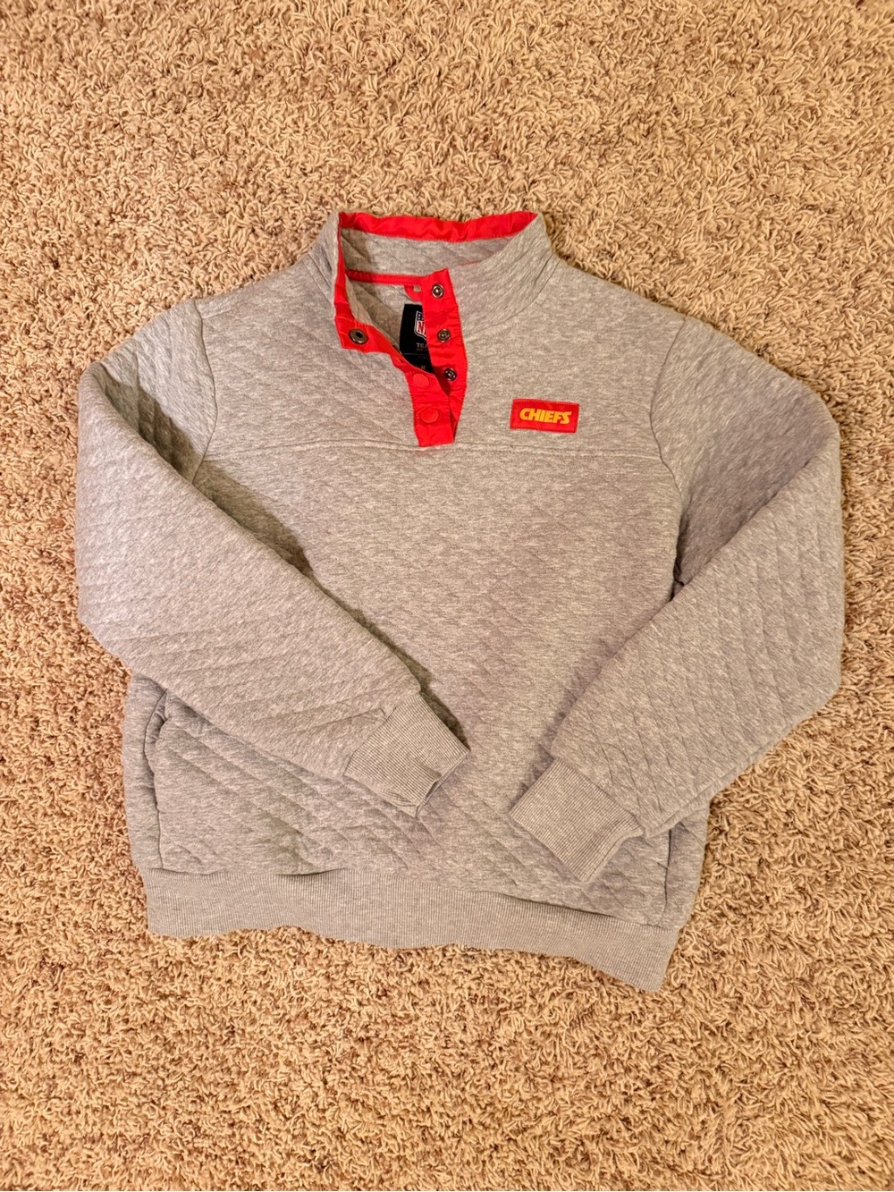 Chiefs grey sweater hoodie with Red Trim